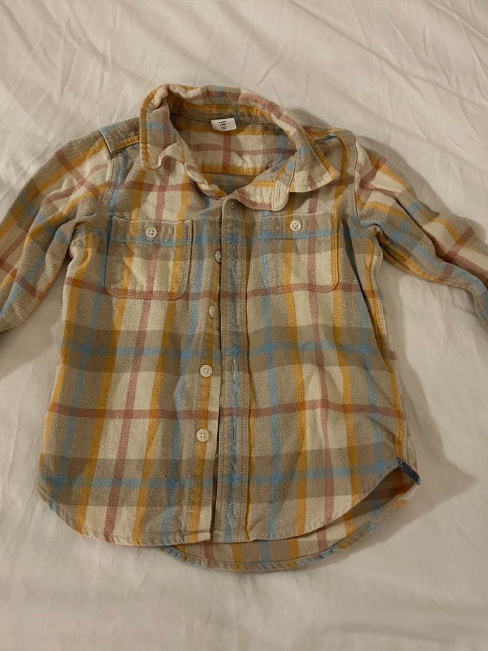 GAP Yellow Blue Cream Plaid Button-Down Shirt